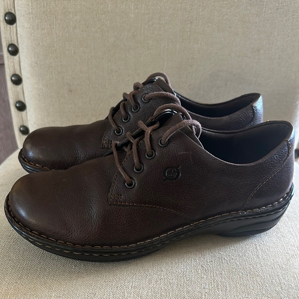 Born Women’s Leather Classic Oxfords Loafers Shoes Brown Academia Size 7.5